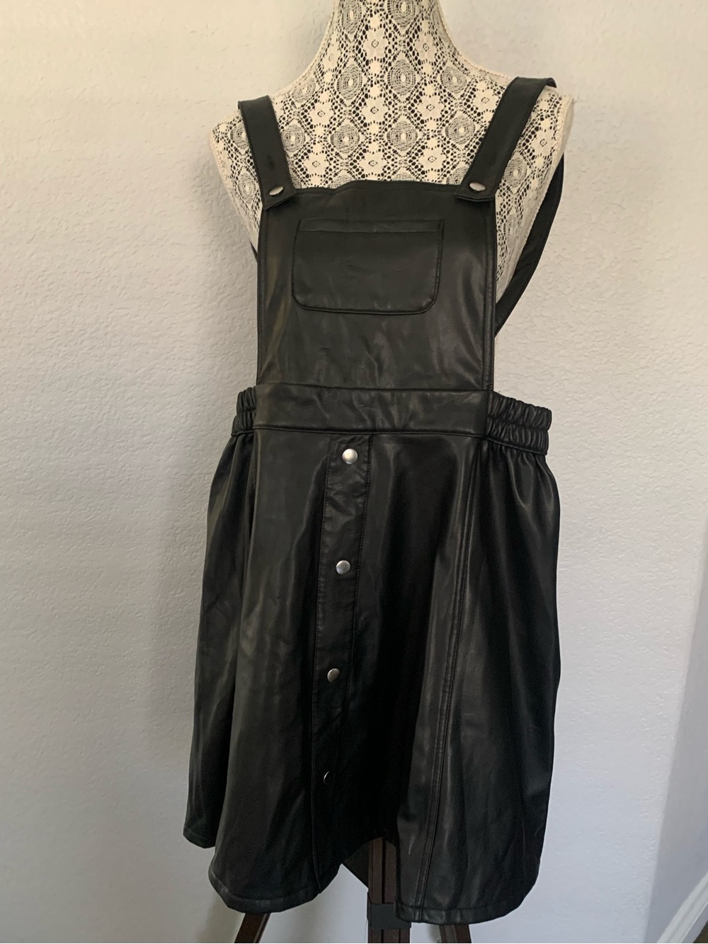 wonder nation Black Faux Leather Pinafore